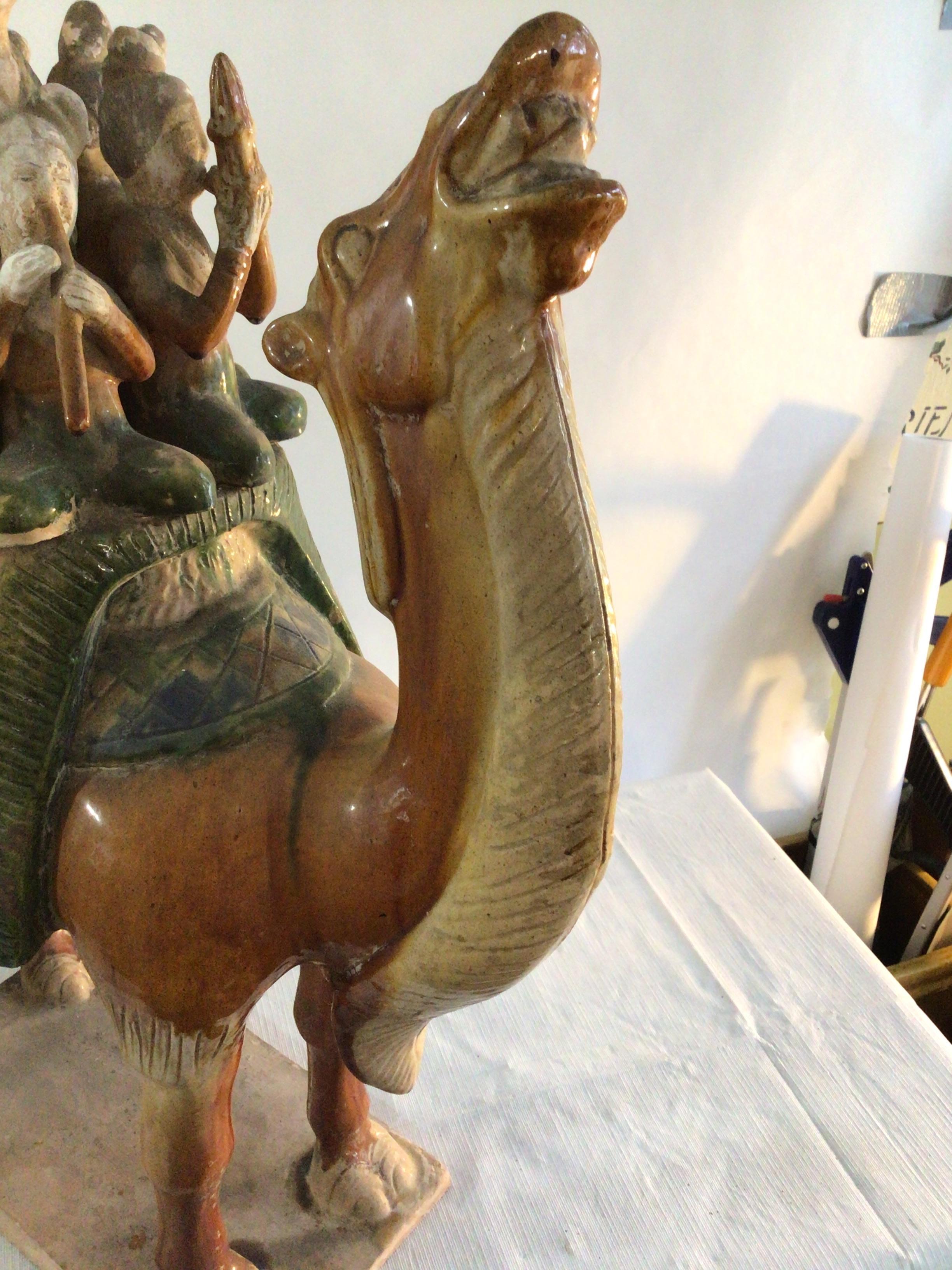 Unknown 1960s Glazed Sculpture of a Camel Carrying Musicians For Sale