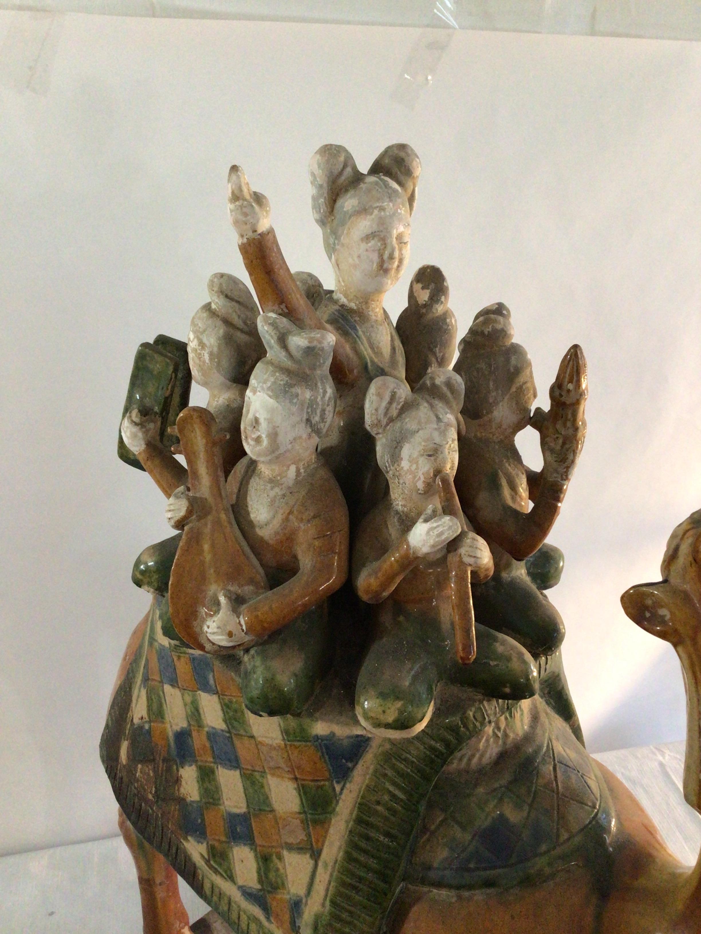 1960s Glazed Sculpture of a Camel Carrying Musicians In Good Condition For Sale In Tarrytown, NY