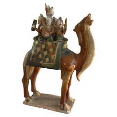 1960s Glazed Sculpture of a Camel Carrying Musicians
