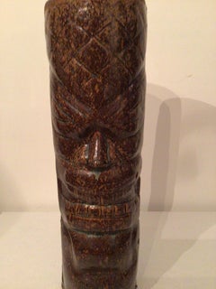 1960s Glazed Tiki Totem Ceramic Vase