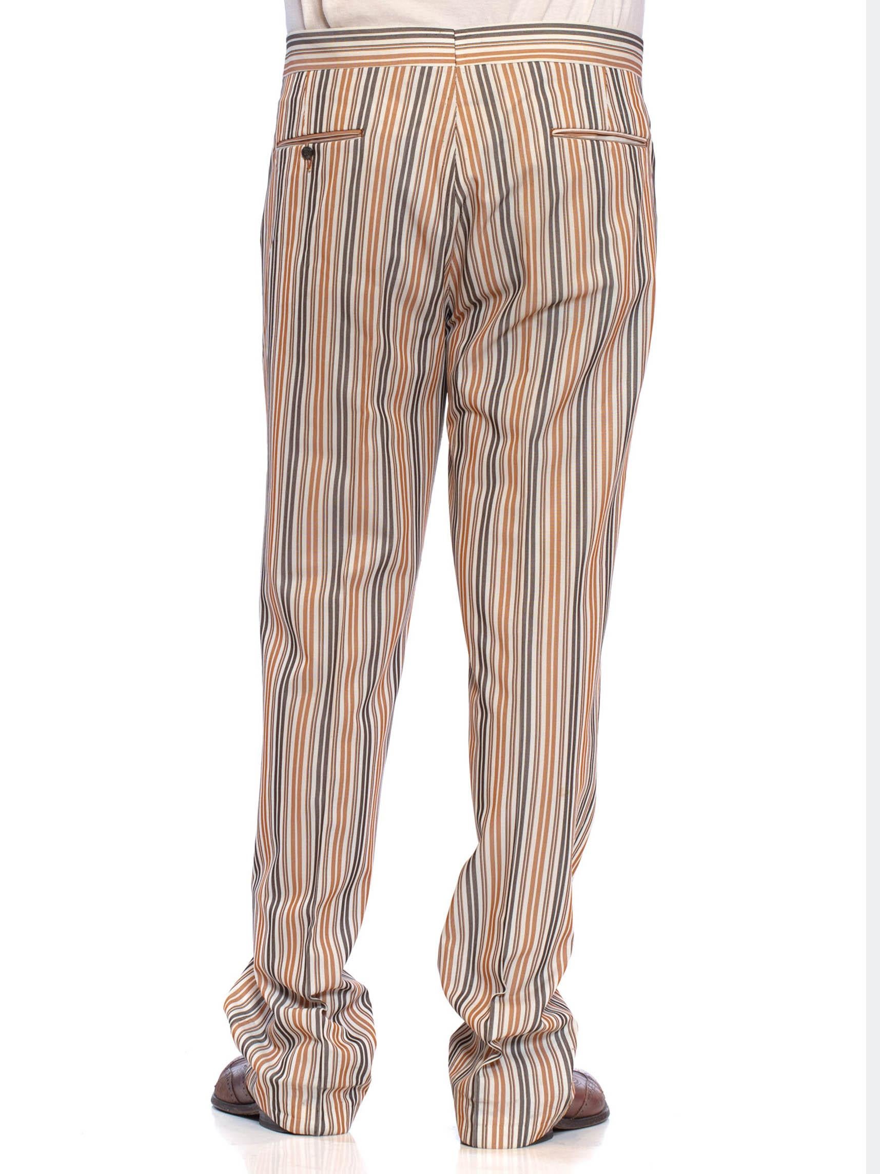 1960S GLEN OAKS Striped Polyester Men's Pants For Sale 2