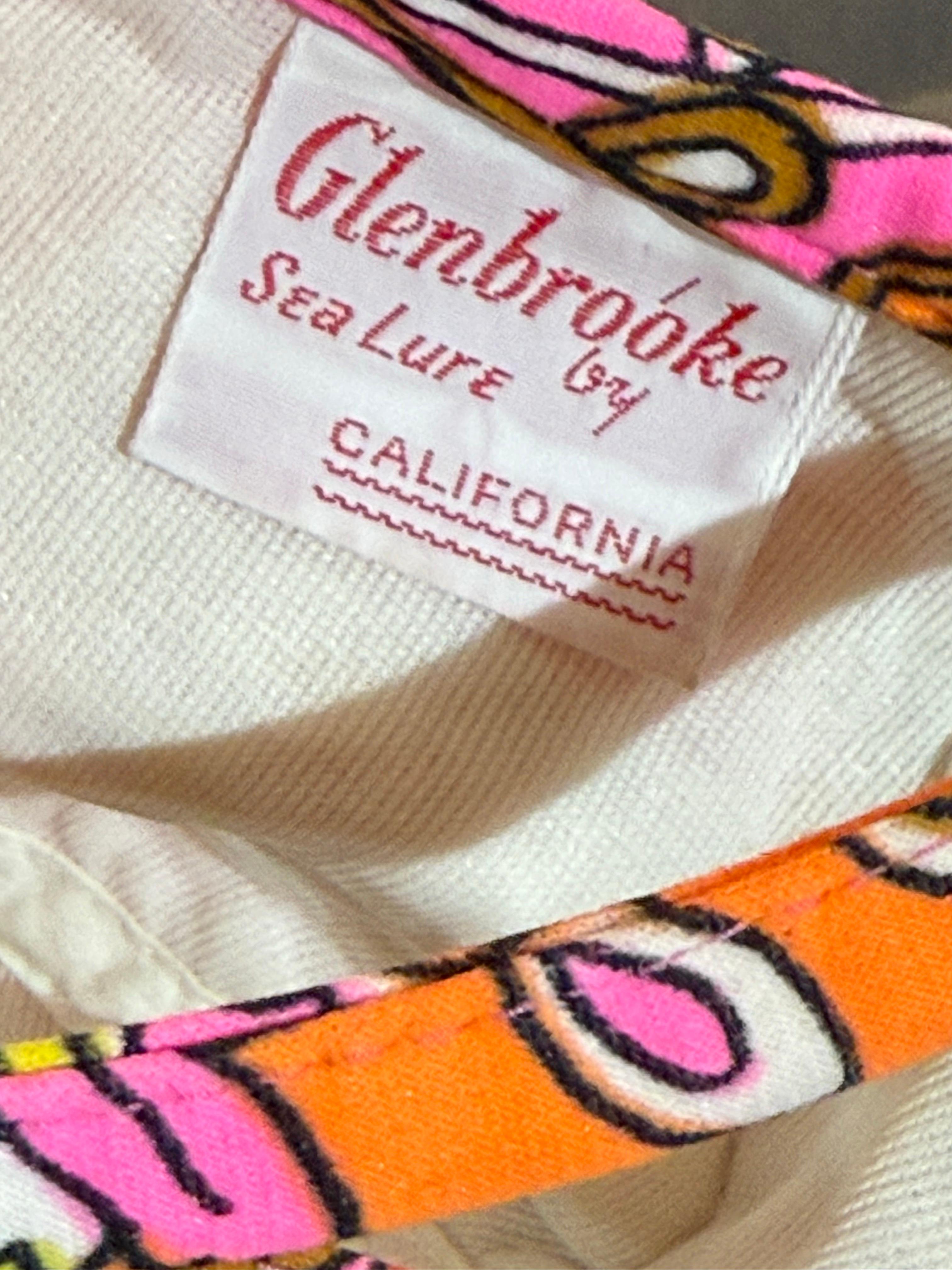 1960 Glenbrooke Pink & Orange Psychedelic Floral Mod Print Bikini Swim Top en vente 10
