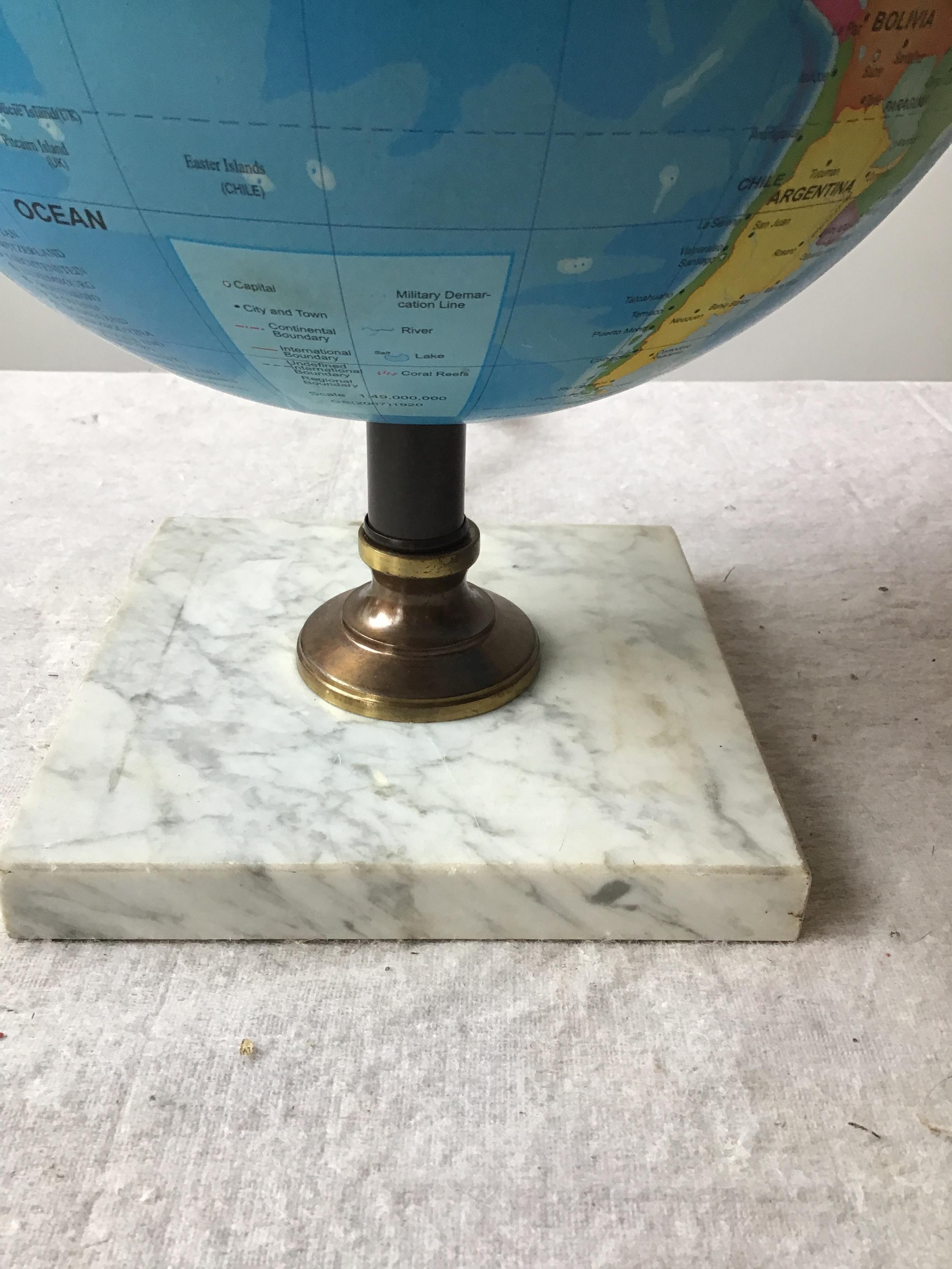 1960s Globe Lamp on Marble Base For Sale 1