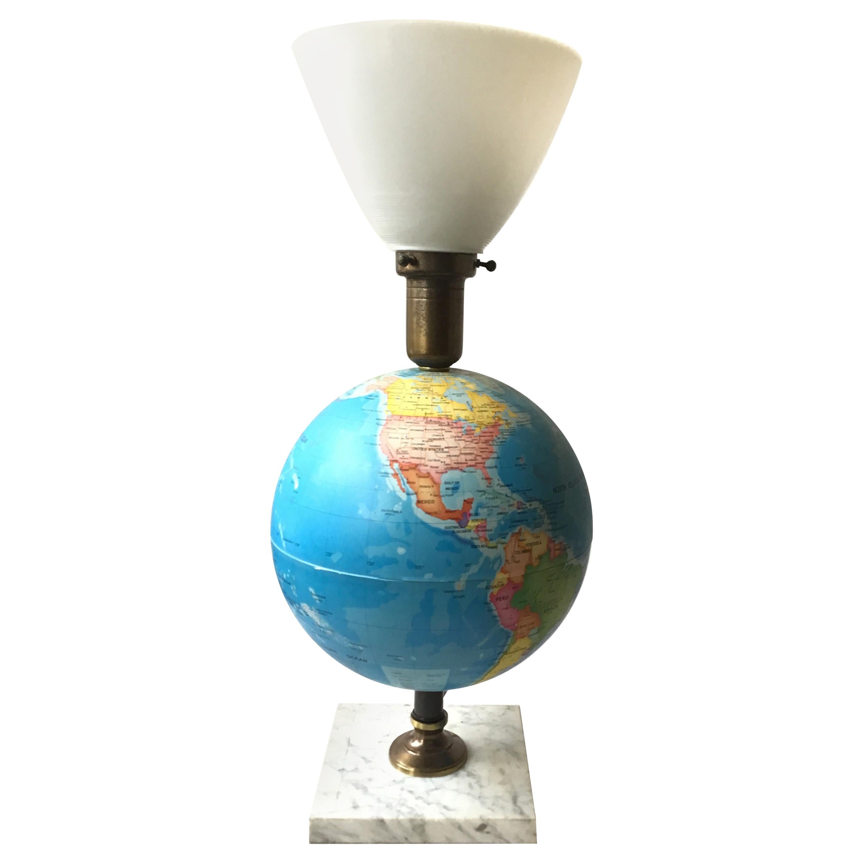 1960s Globe Lamp on Marble Base