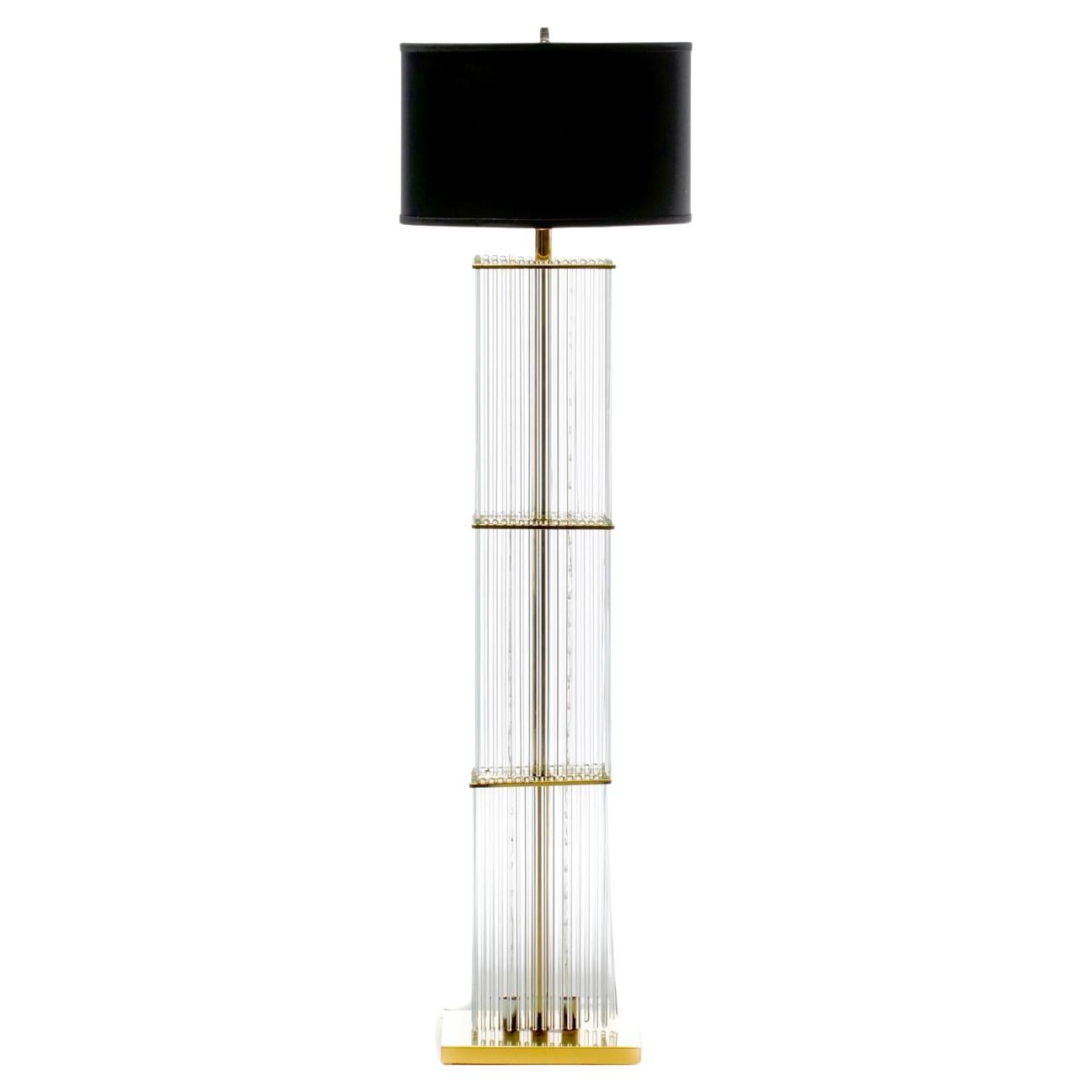 1960s Glowing Waterfall Glass Rod Floor Lamp by Gaetano Sciolari for Lightolier