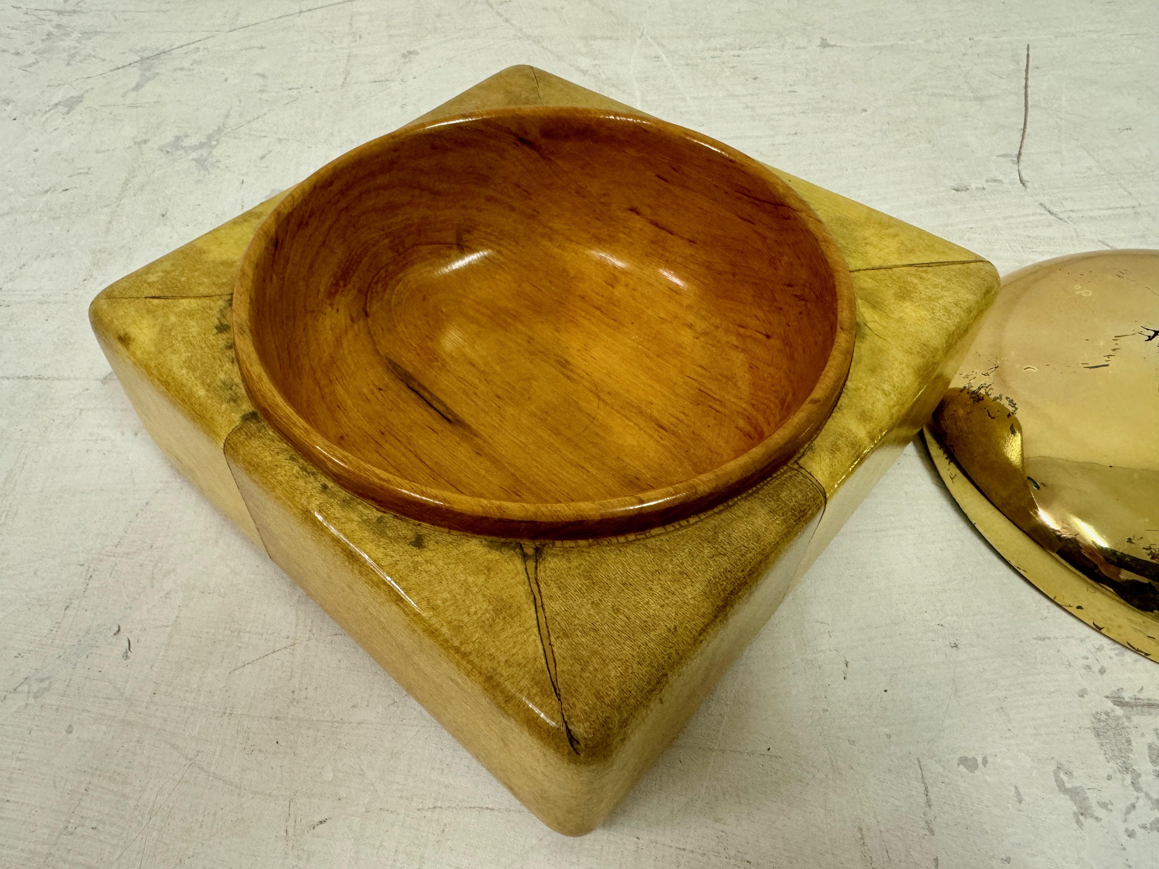 1960s Goatskin and Brass Dish with Lid by Aldo Tura For Sale 1