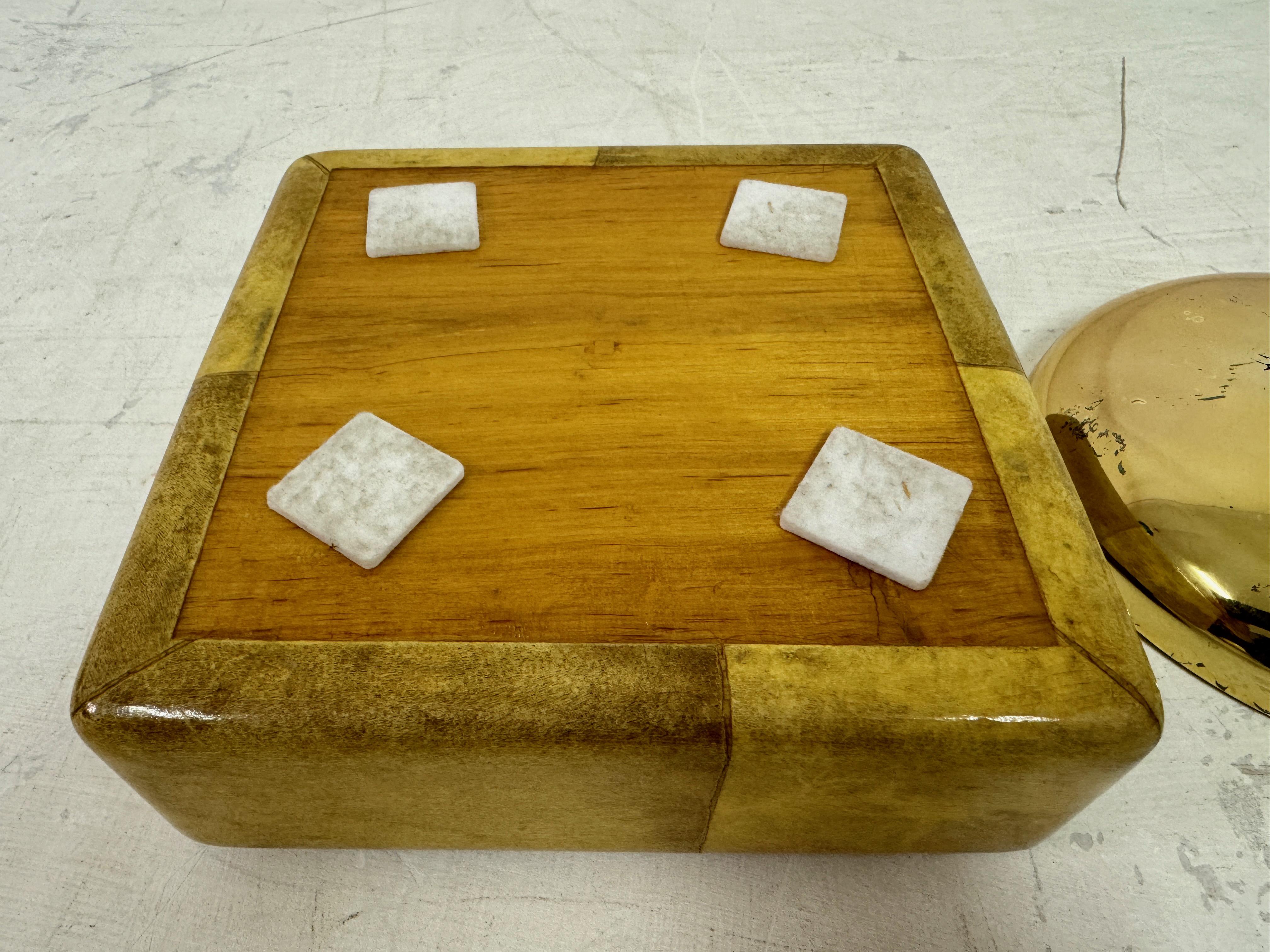 1960s Goatskin and Brass Dish with Lid by Aldo Tura For Sale 2