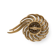 1960s Gold and Crystal Textured Brooch