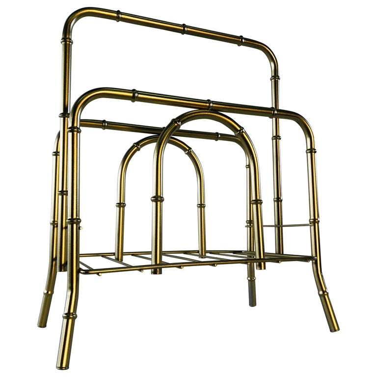 1960s Gold Bamboo Style Magazine Rack at 1stDibs
