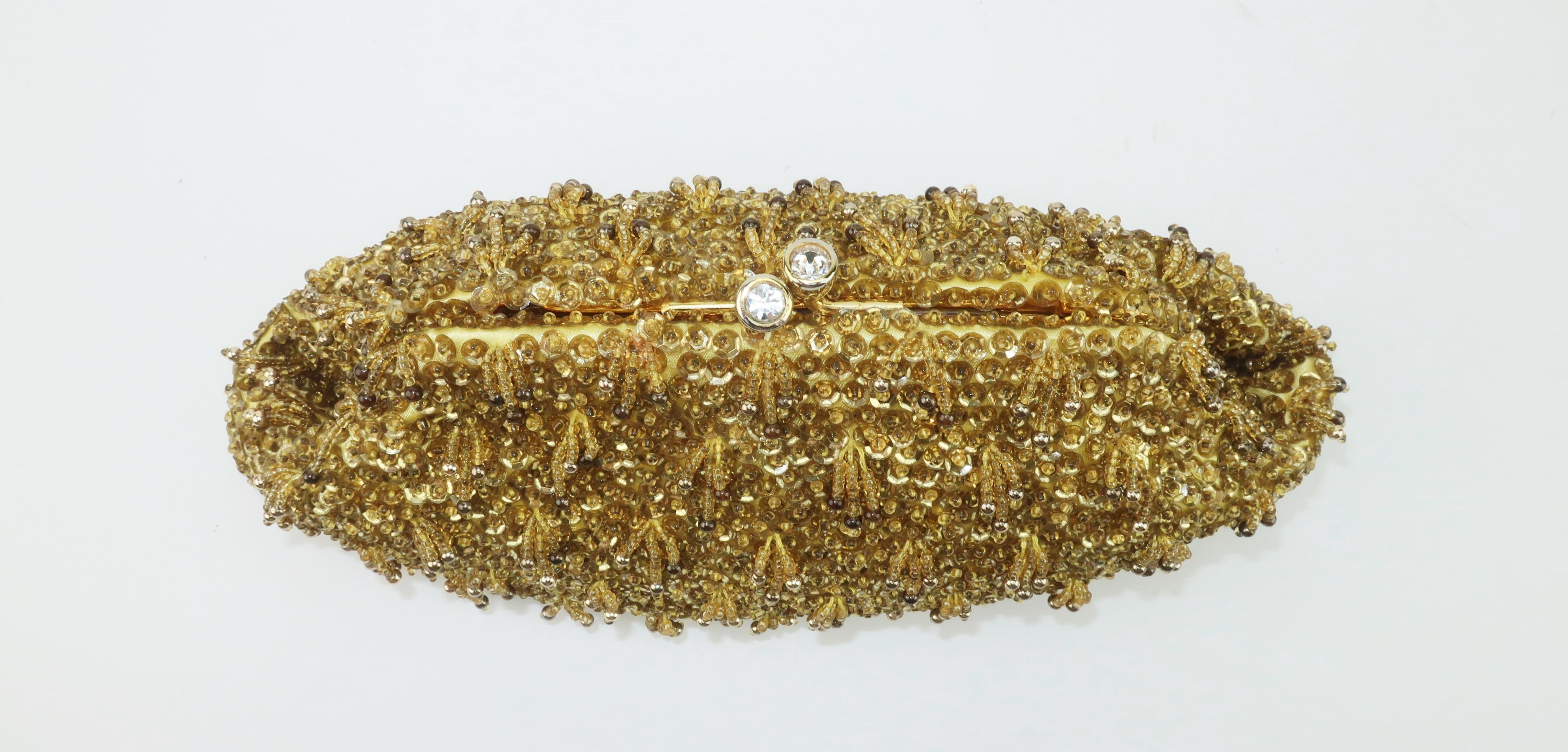 1960's Gold Beaded Sequin Evening Handbag 3