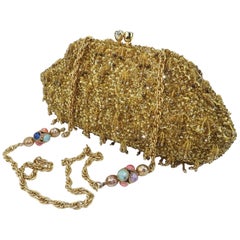 1960's Gold Beaded Sequin Evening Handbag