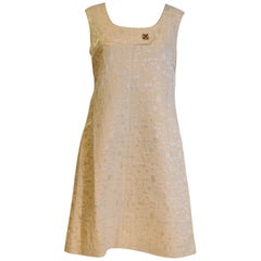 1960s Gold Brocade Shift Dress.