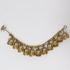1960s Gold Crown Charm Bracelet