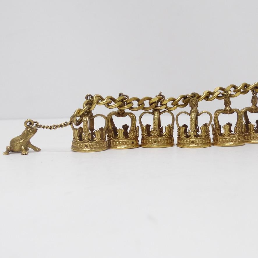gold-plated crown charm bracelet
