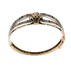 1980s 14 karat Yellow Gold Diamonds Bangle