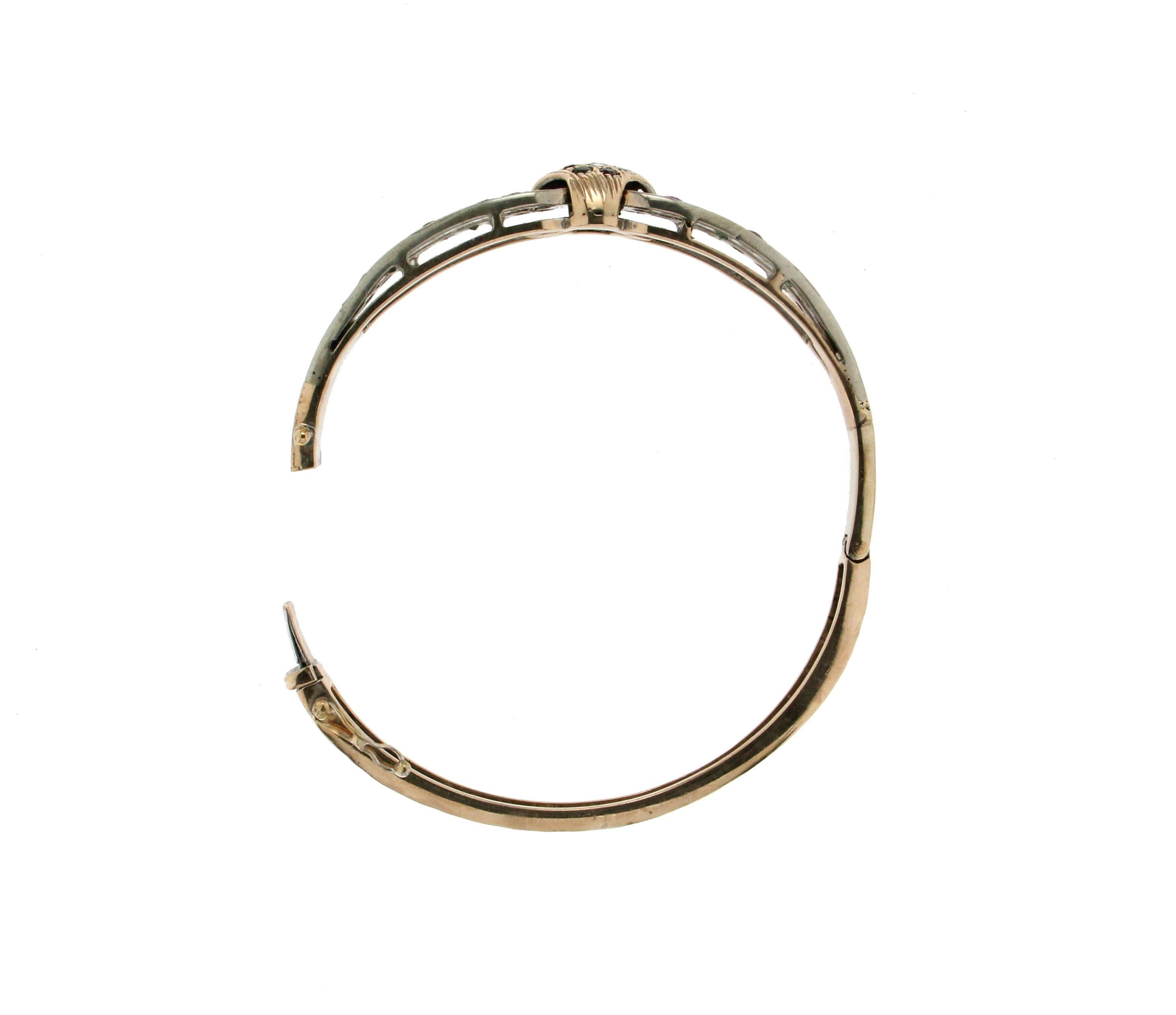 1980s 14 karat Yellow Gold Diamonds Bangle 3