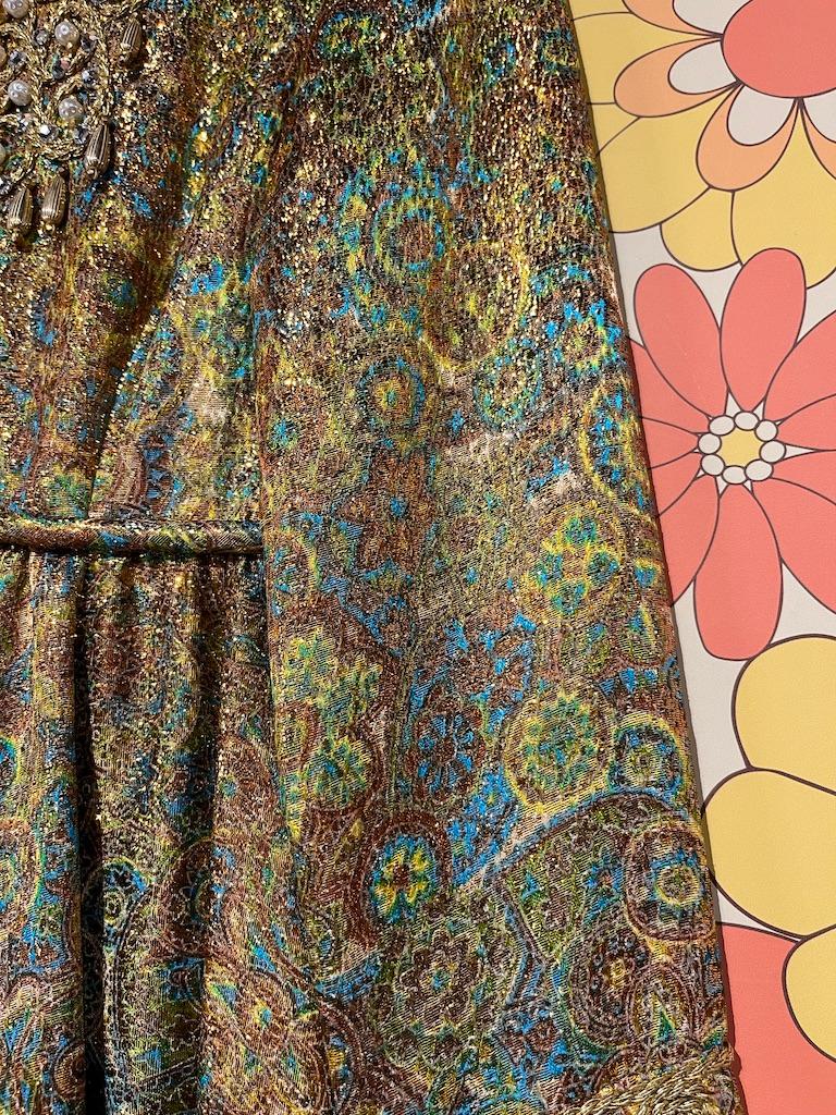 1960’s Gold Gilded Brocade Gown by Joan Leslie 7