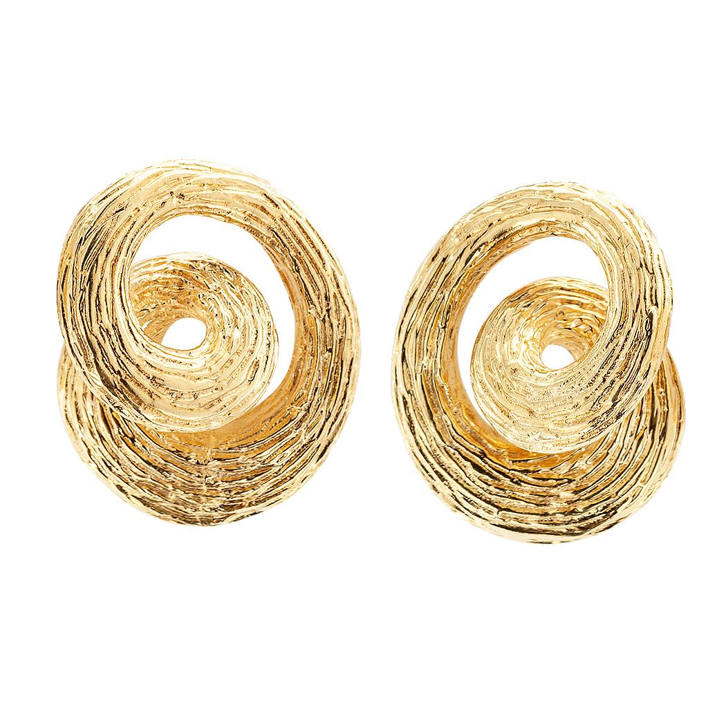 Modern 1960s Gold Knot Ear Clips