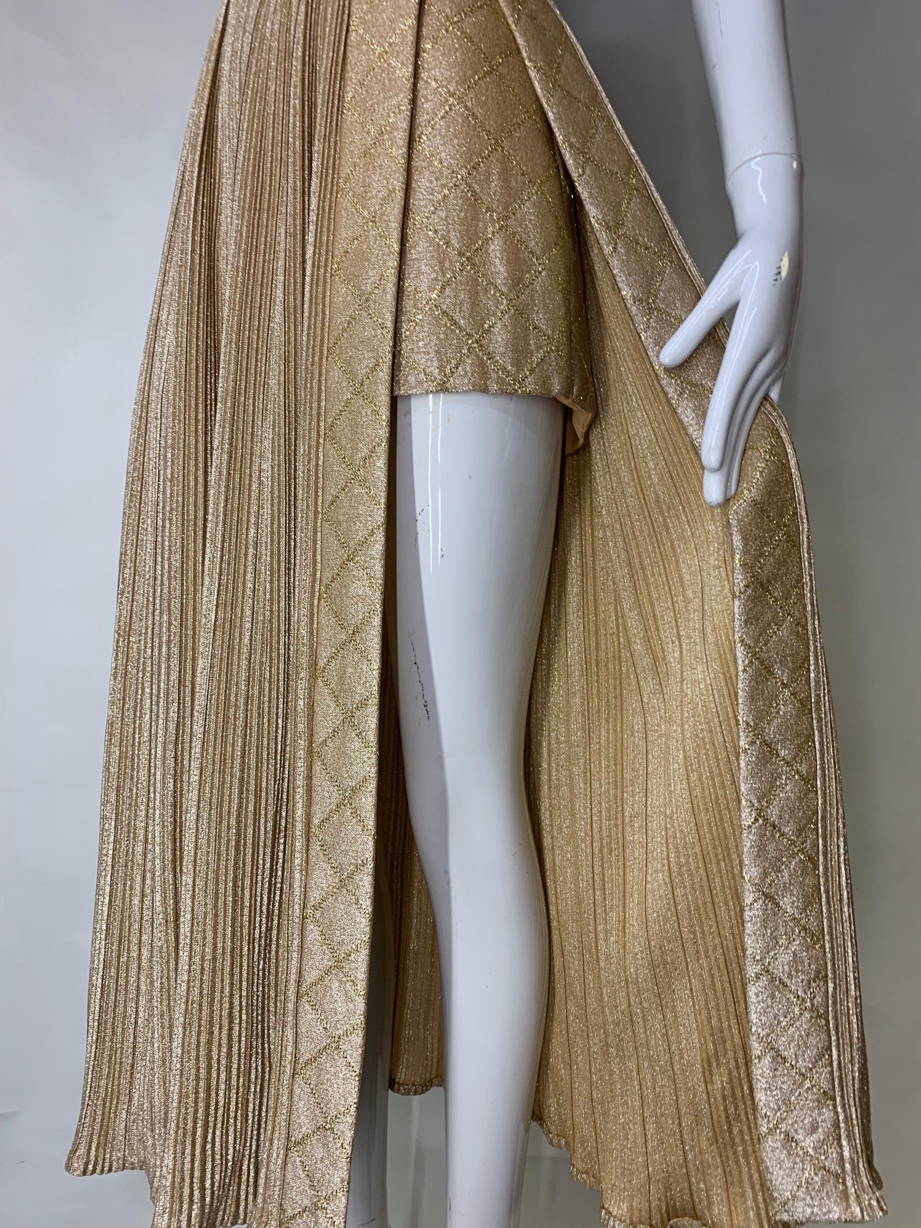 1960s Gold Lame Knit Tunic and Matching Quilted Lame Hot Pants Ensemble  3