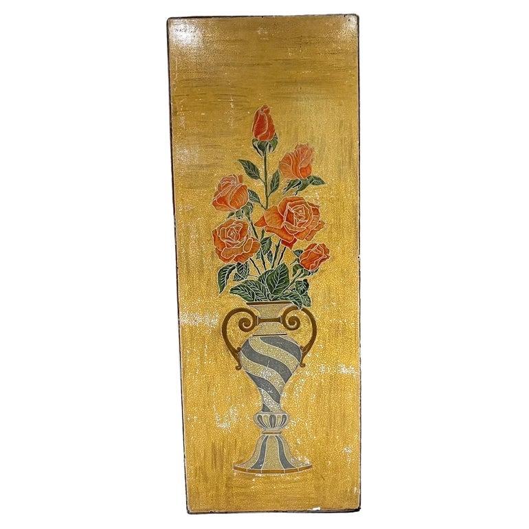 1960er Jahre Blattgold-Blumen-Holz-Türverkleidung doppelseitig aus Mexiko im Angebot