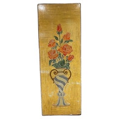 Panel de puerta de madera de doble cara con flor de hoja dorada de los años 60 procedente de México