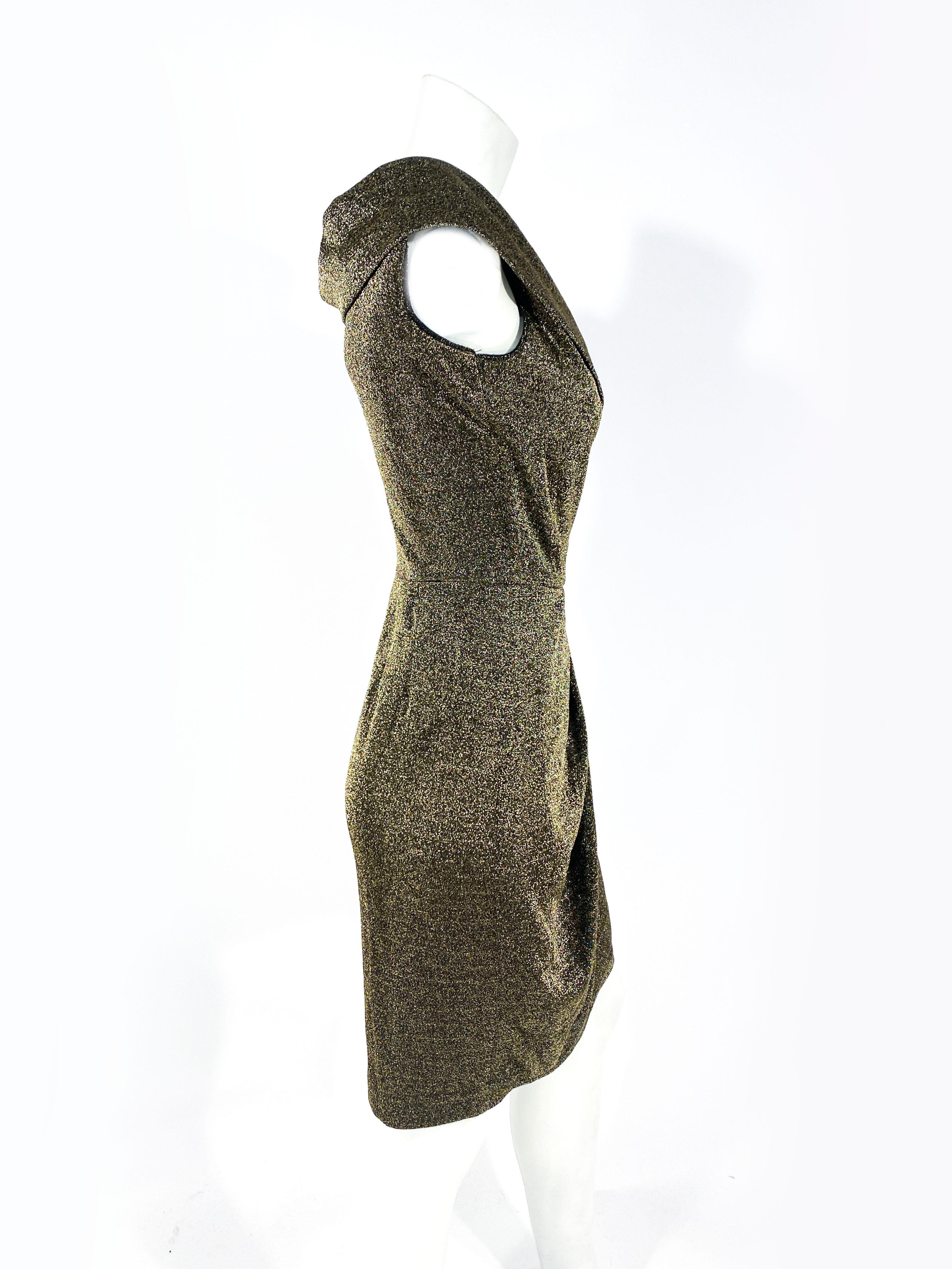 De las mujeres Vestido de cóctel de lúrex dorado de los años 60