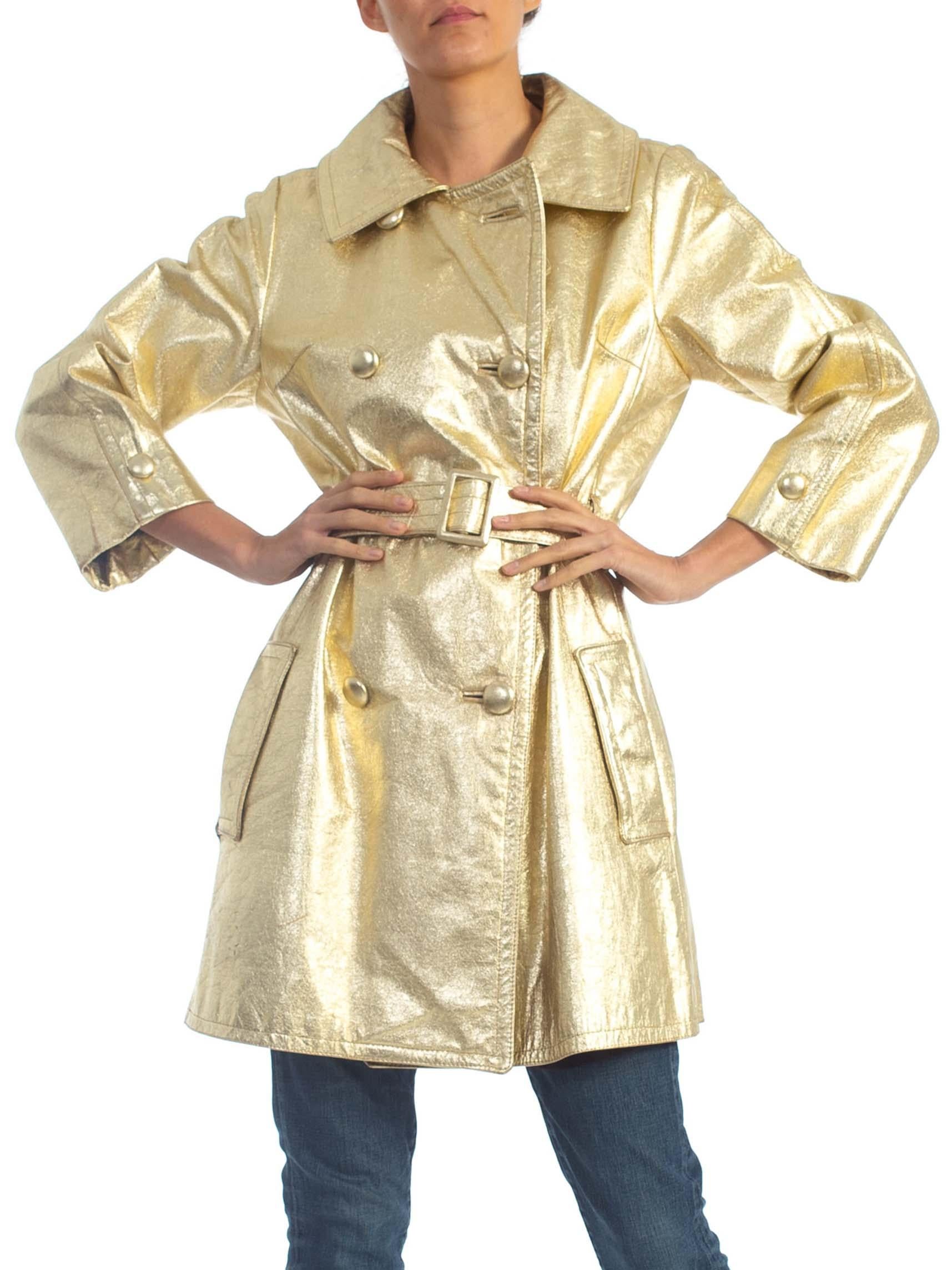 1960S Gold Metallic Leather Coat In Excellent Condition In New York, NY