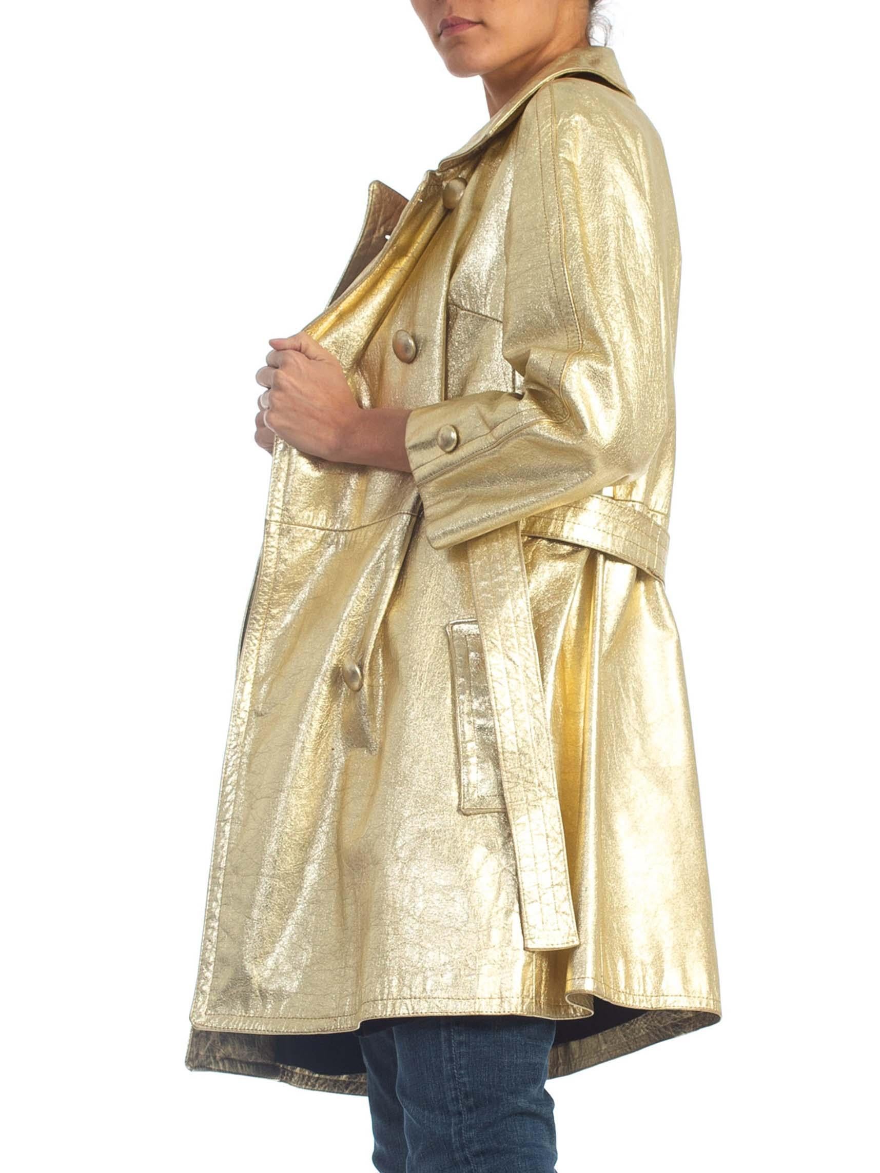 Women's 1960S Gold Metallic Leather Coat