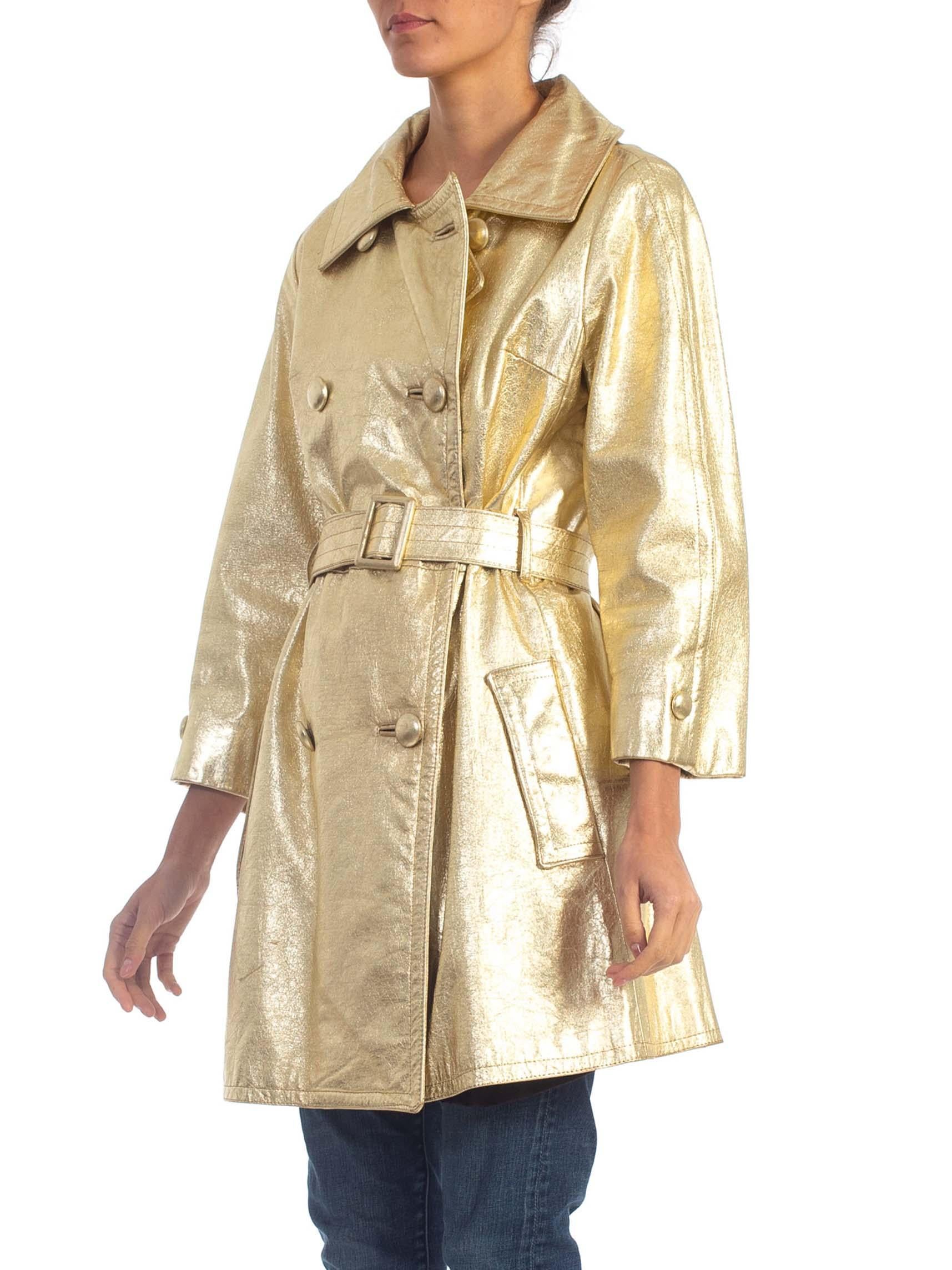 1960S Gold Metallic Leather Coat 1