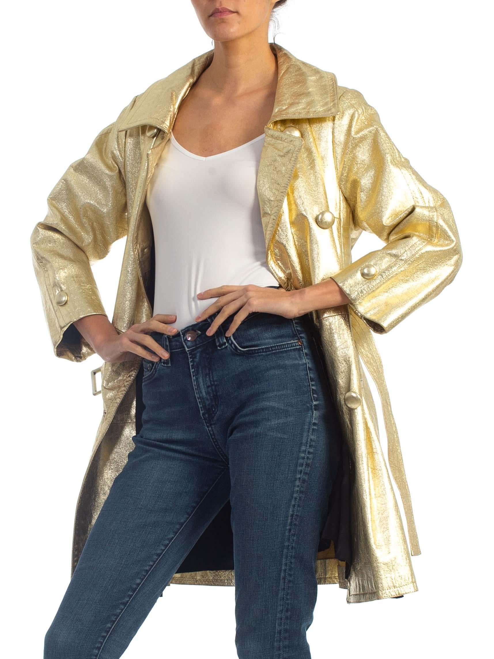 1960S Gold Metallic Leather Coat 2