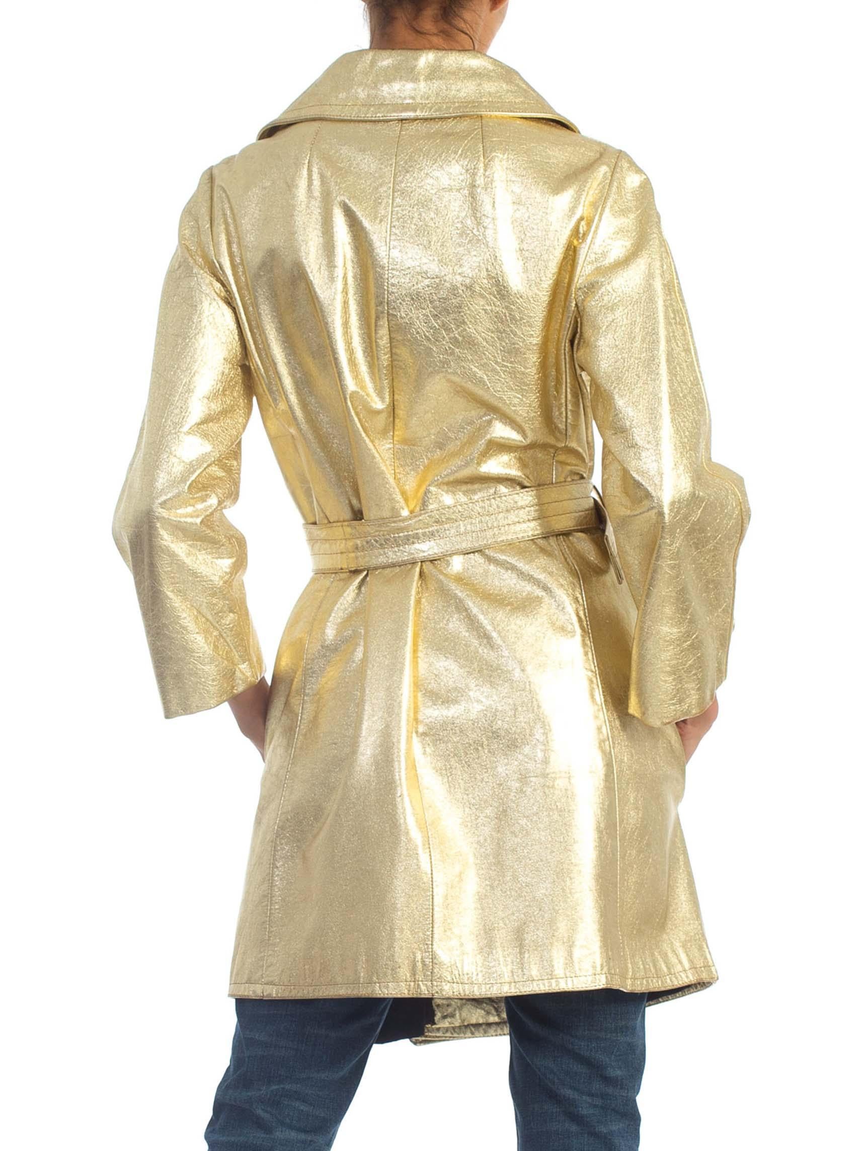 1960S Gold Metallic Leather Coat 3