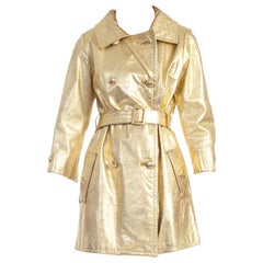 Vintage 1960S Gold Metallic Leather Coat