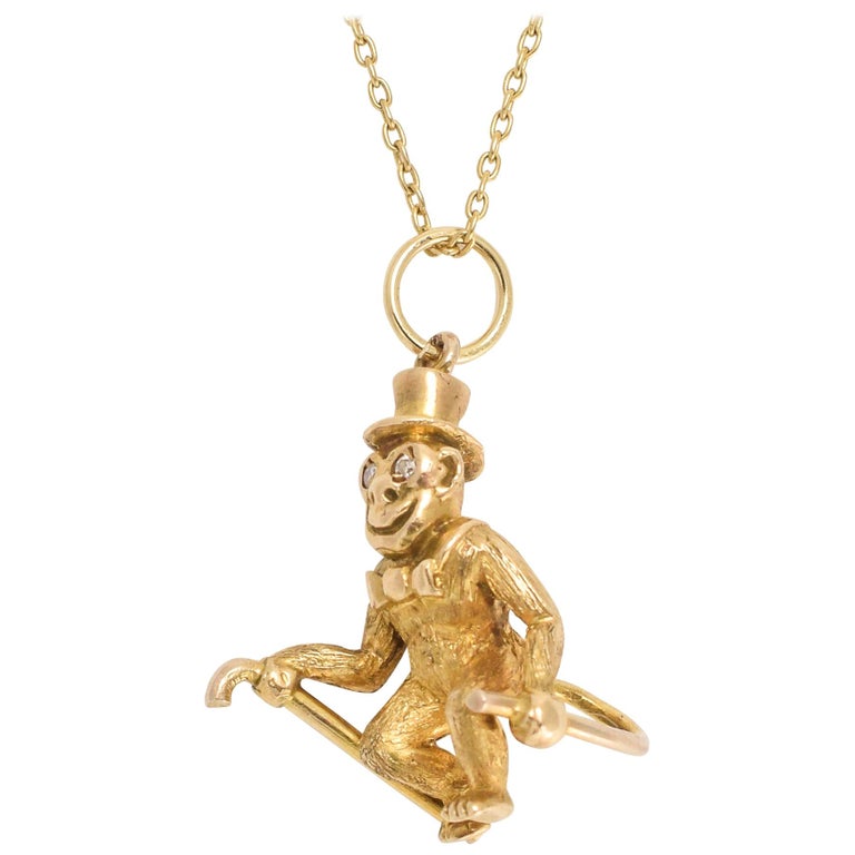 1960s Gold Monkey Novelty Pendant at 1stDibs gold monkey pendant