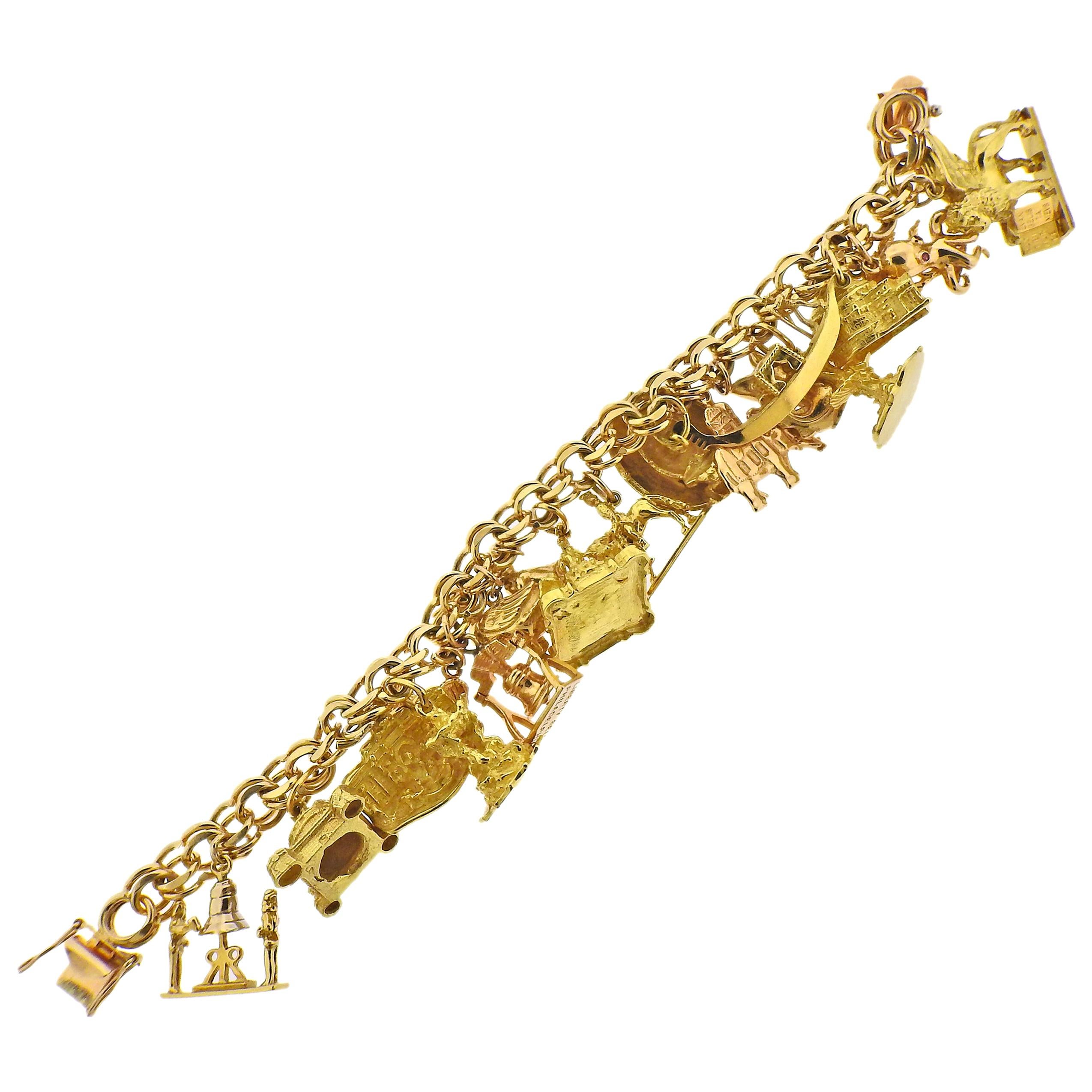 1960s Gold Multi Charm Bracelet