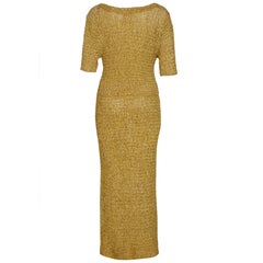 Vintage 1960s Gold Ochre Ribbon Work Wiggle Dress With Bow Detail