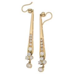 earrings drop diamond gold 1960s cut