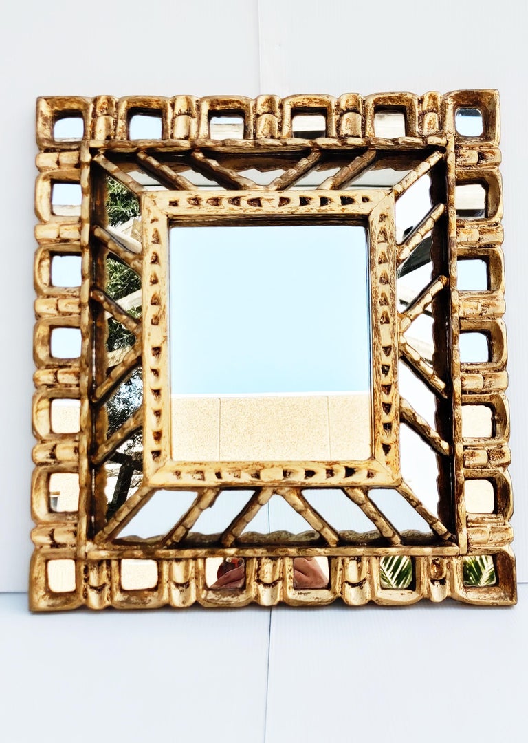 Spanish 1960s Gold Painted Mirror, Spain For Sale