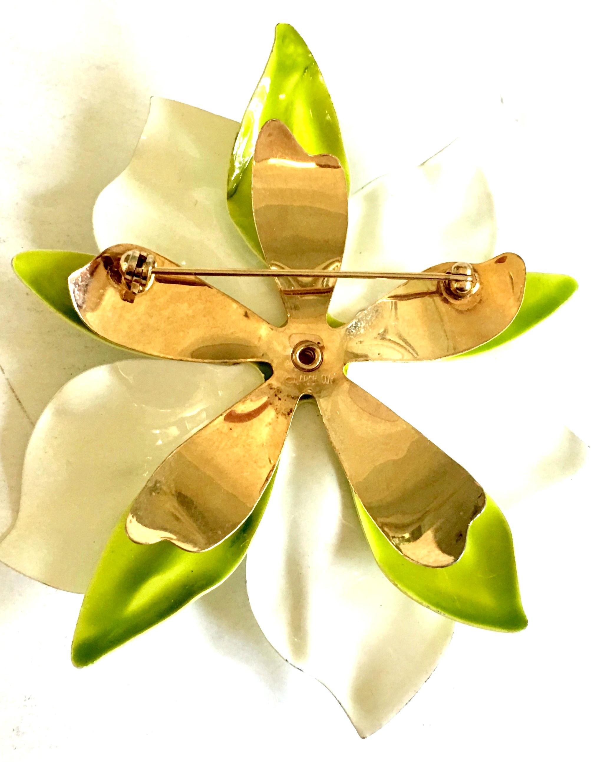 1960'S Gold Plate & Enamel Abstract Big Flower Brooch & Earrings S/3 By Coventry 8