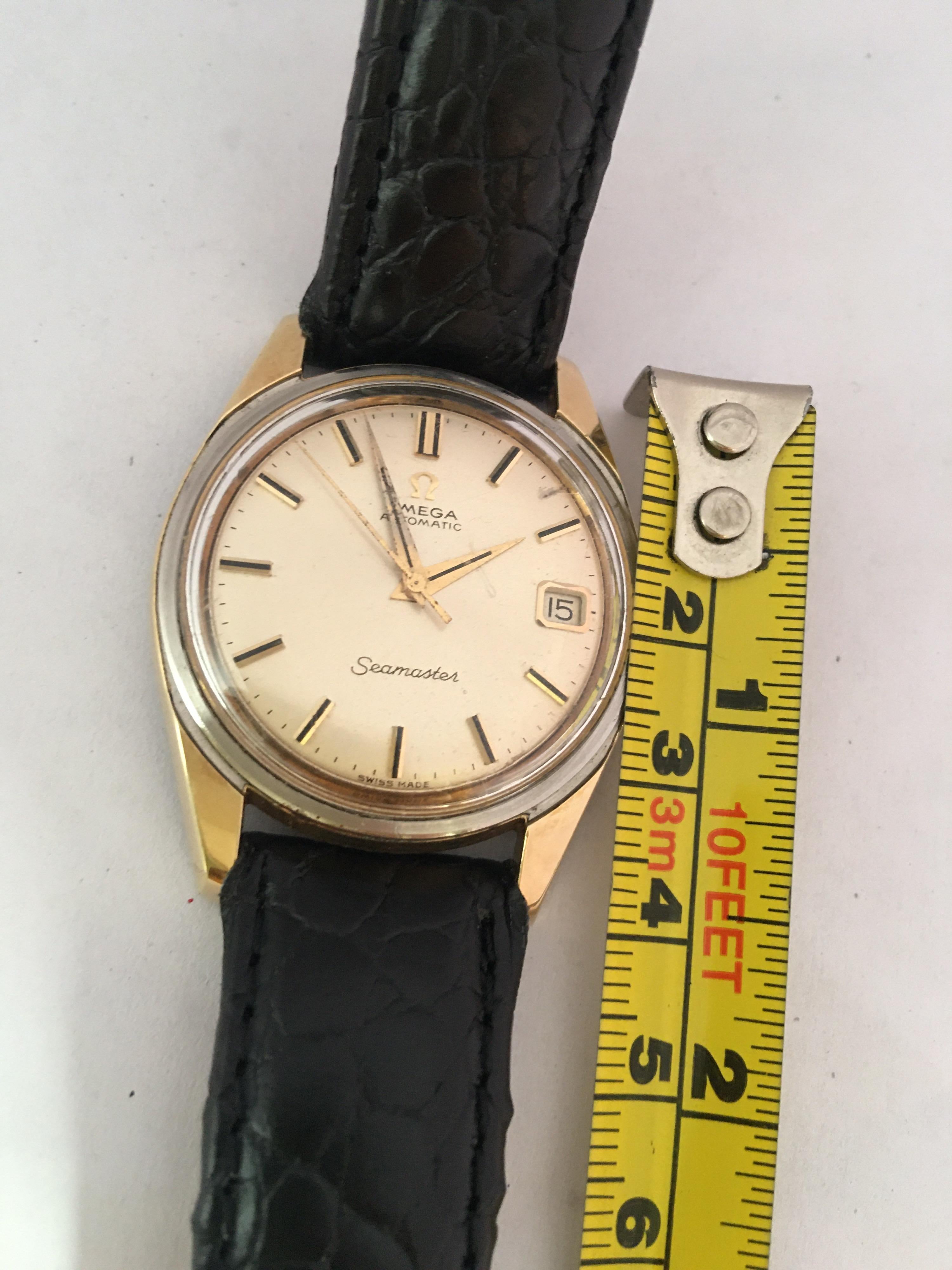 1960s Gold-Plated and Stainless Steel Omega Seamaster Automatic Wristwatch For Sale 7