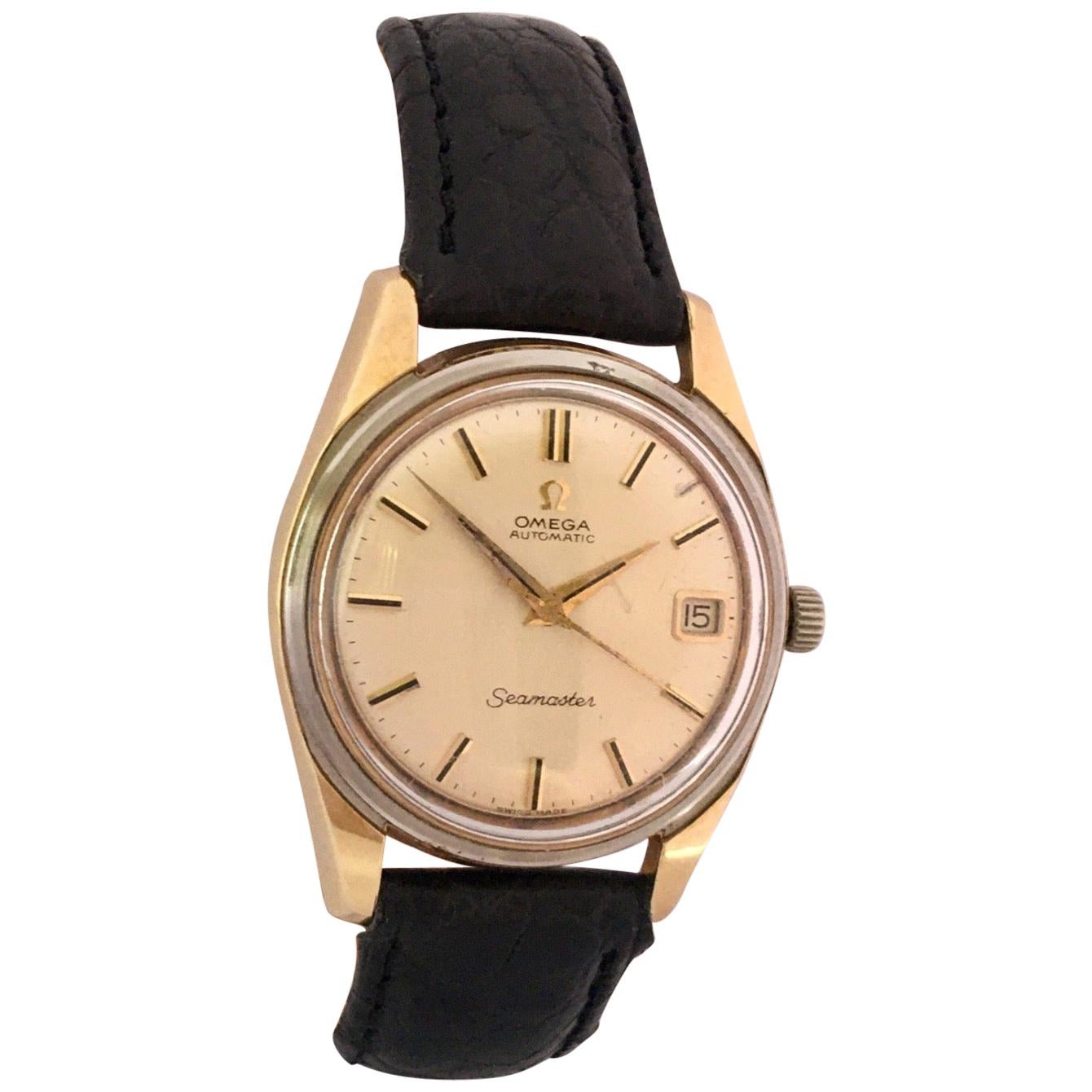 Omega Seamaster automatic gold plated and stainless steel Wristwatch circa 1965, serial no. 227604xx, circular silvered dial with baton markers, date aperture and sweep centre seconds, cal. 562 24 jewel movement, signed case, new fitted non-omega