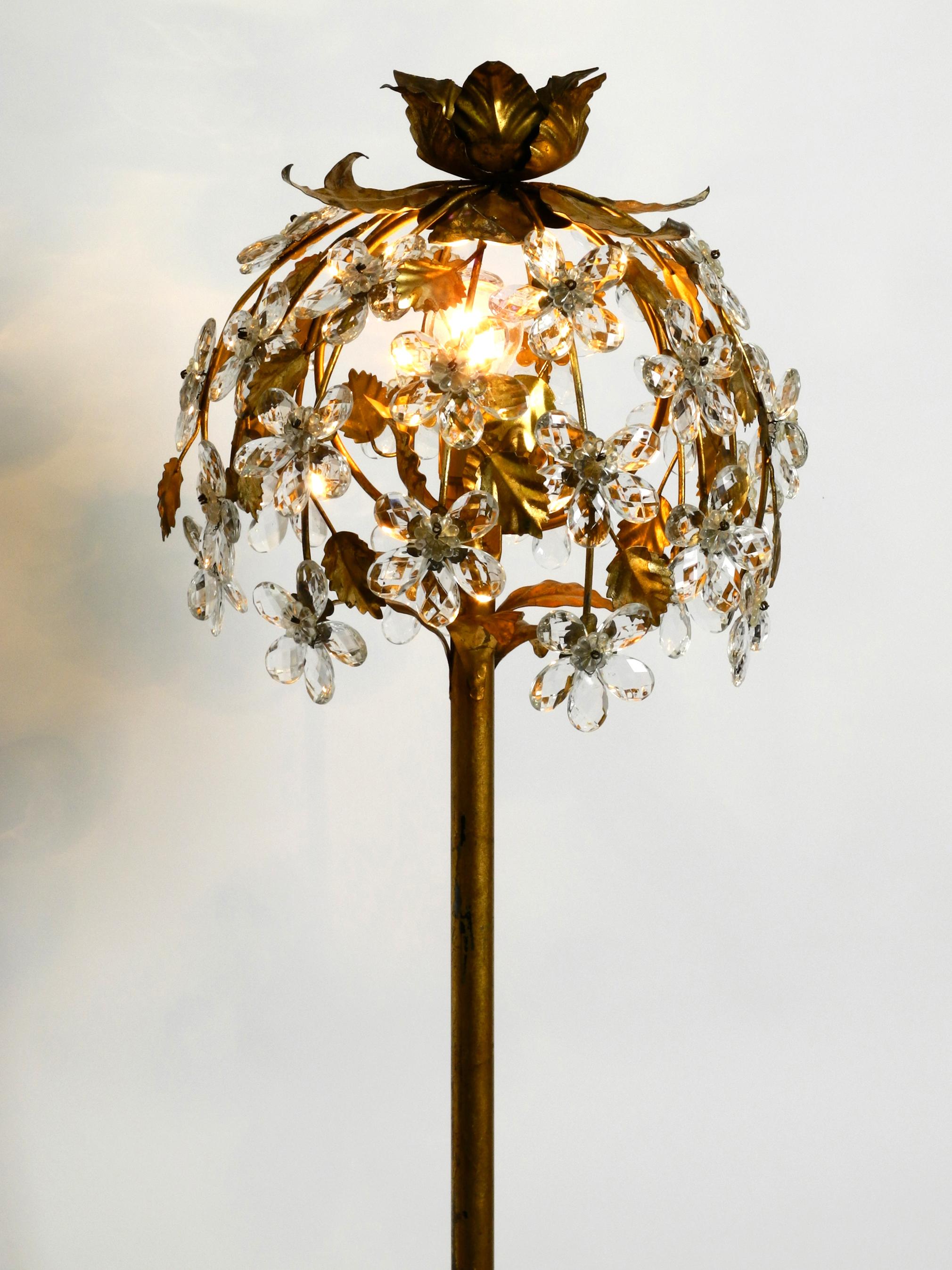 Mid-Century Modern 1960s Gold-Plated Florentine Floor Lamp by Banci Firenze with Crystal Stones