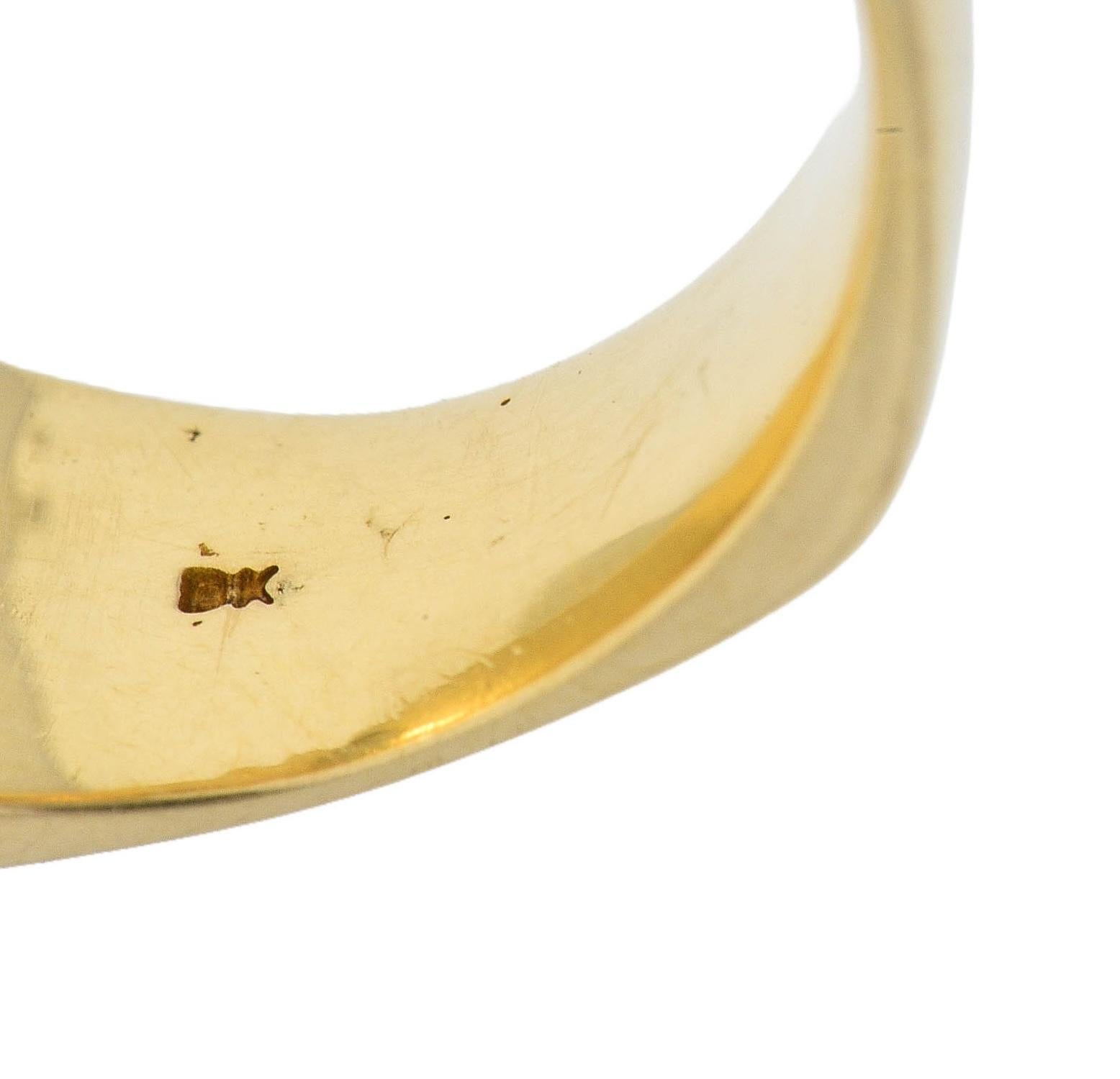 1960s Gold Quartz 14 Karat Yellow Gold Vintage Nugget Signet Ring 5