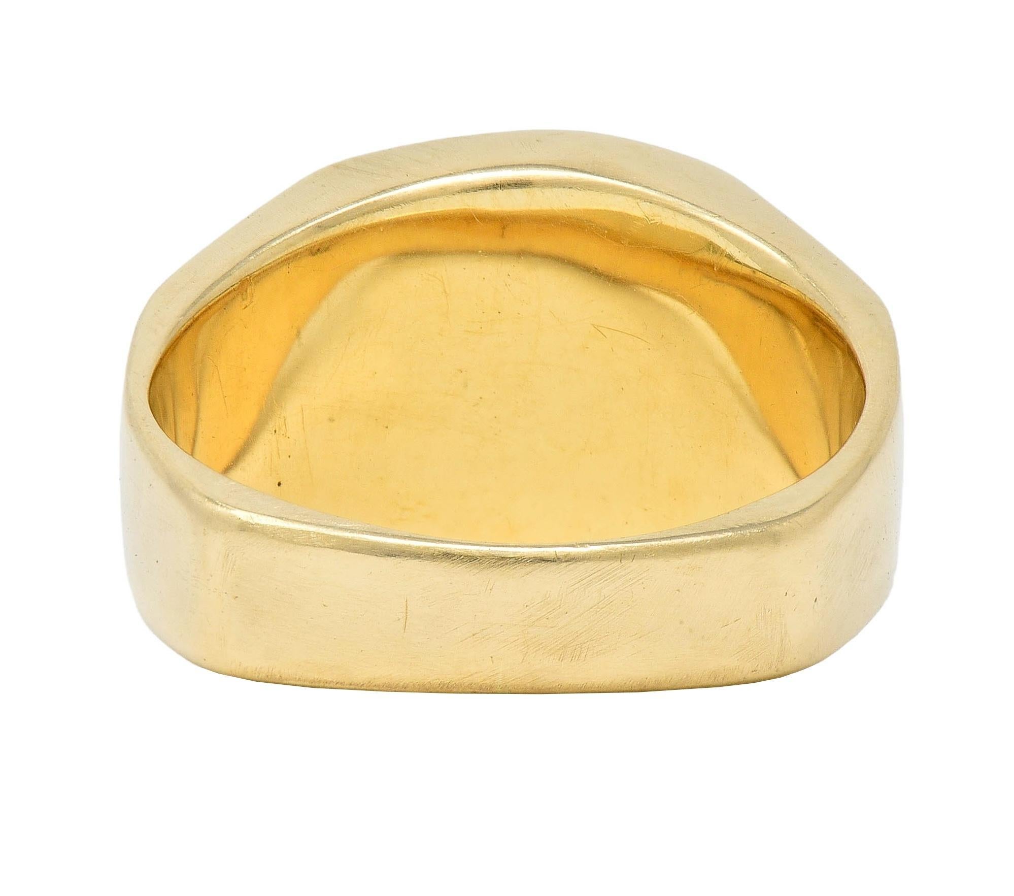 1960s Gold Quartz 14 Karat Yellow Gold Vintage Nugget Signet Ring 1