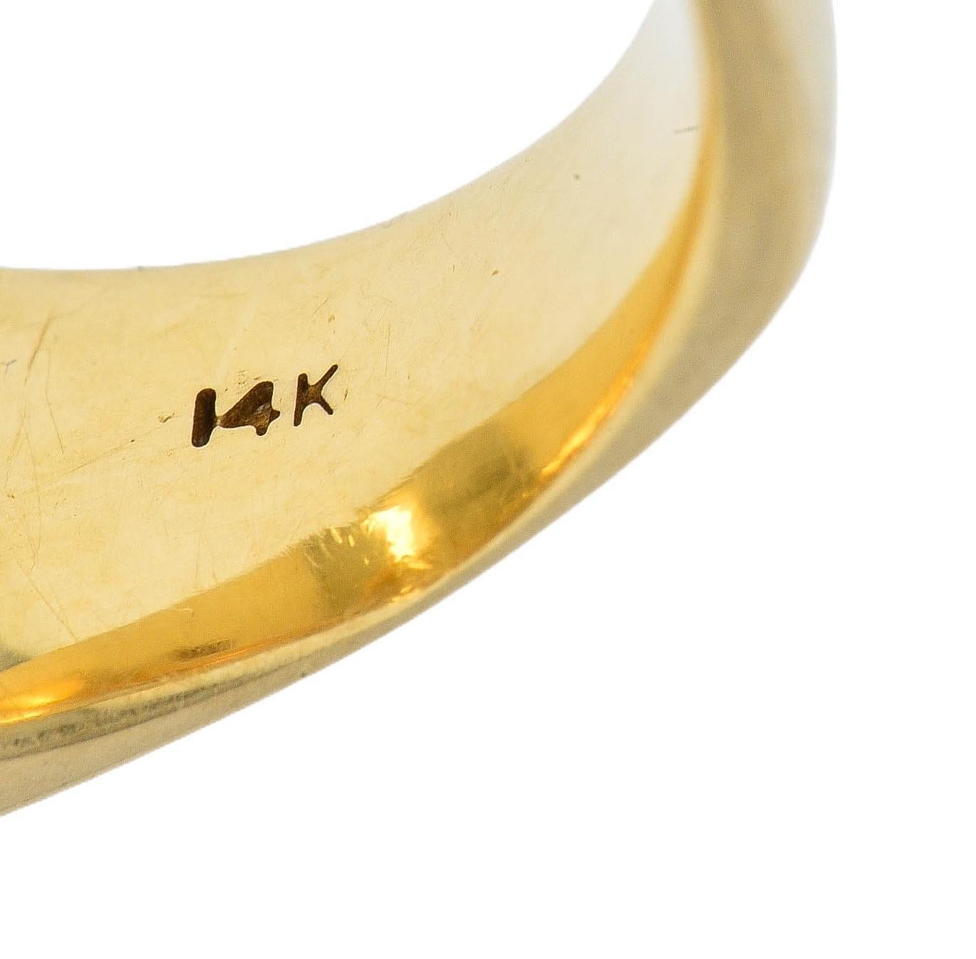 1960s Gold Quartz 14 Karat Yellow Gold Vintage Nugget Signet Ring 4