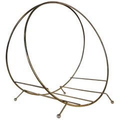 1960s Gold Round Metal Magazine Rack
