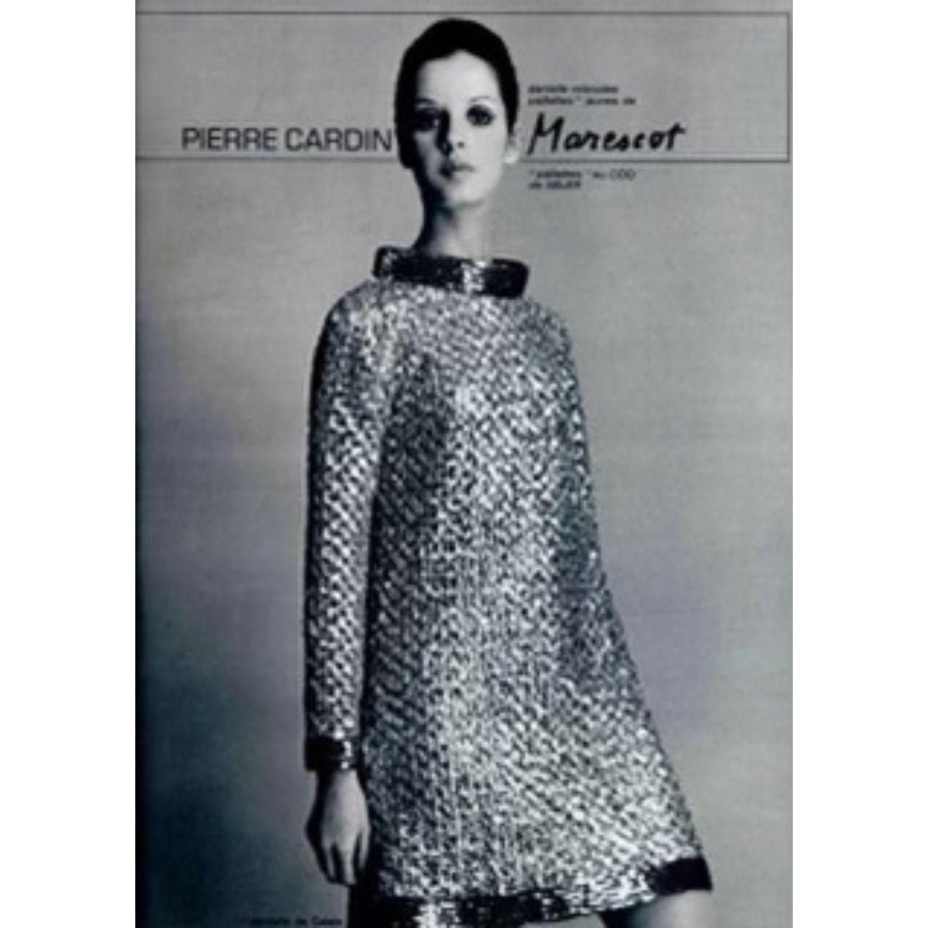1960s Gold & Silver Sequin Rhinestone Dress possibly Pierre Cardin For Sale 3
