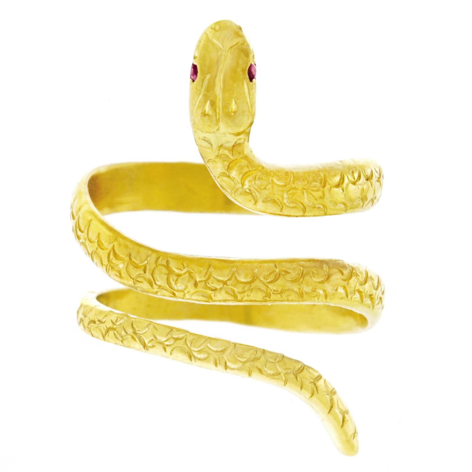 1960s Gold Snake Ring