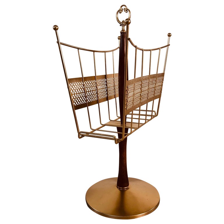 1960s Gold Standing Magazine Rack at 1stDibs