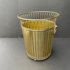 1960s Gold Wire Handled Wastebasket