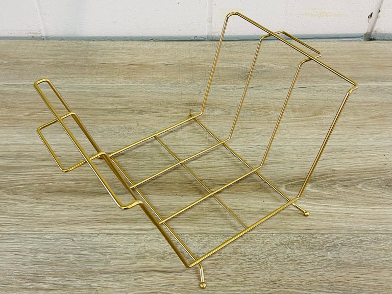 1960s Gold Wire Magazine Rack For Sale at 1stDibs